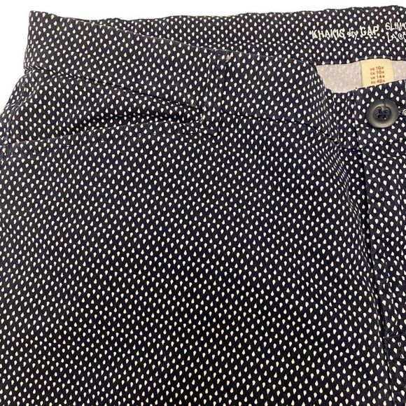 Khakis by Gap‎ Slim City Navy with White Polkadots Cropped Pants Size 10 - Picture 5 of 14